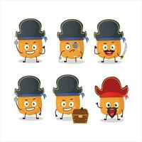 Cartoon character of walnuts with various pirates emoticons vector