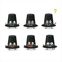 Cartoon character of black pilgrims hat with what expression vector