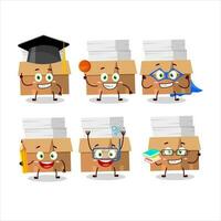 School student of office boxes with paper cartoon character with various expressions vector