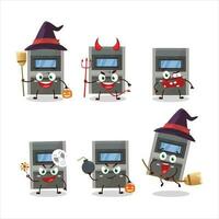 Halloween expression emoticons with cartoon character of atm machine vector