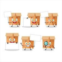 oficina cajas dibujos animados personaje traer información tablero vector