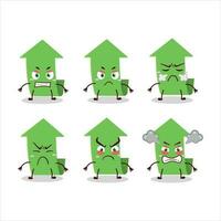 Arrow up cartoon character with various angry expressions vector