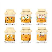 White honey jar cartoon character with sad expression vector