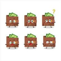 Cartoon character of brown wallet with what expression vector