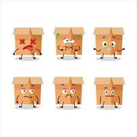 Office boxes cartoon character with nope expression vector