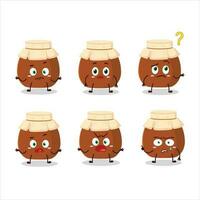 Cartoon character of brown honey jar with what expression vector