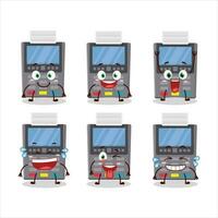 Cartoon character of grey payment terminal with smile expression vector