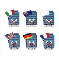 Server cloud cartoon character bring the flags of various countries vector