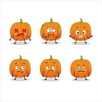 Orange pumpkin cartoon character with nope expression vector