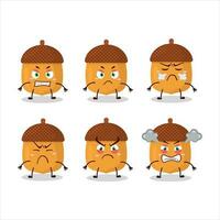 Walnuts cartoon character with various angry expressions vector