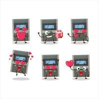 Atm machine cartoon character with love cute emoticon vector