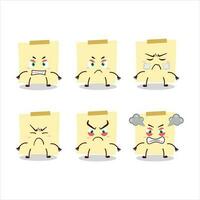 Pale yellow sticky notes cartoon character with various angry expressions vector