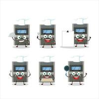 dibujos animados personaje de Cajero automático máquina con varios cocinero emoticones vector