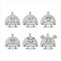 Silver cloche cartoon character with various angry expressions vector