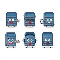 Server cloud cartoon character are playing games with various cute emoticons vector