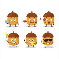 Walnuts cartoon character with various types of business emoticons vector