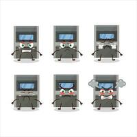 Atm machine cartoon character with various angry expressions vector