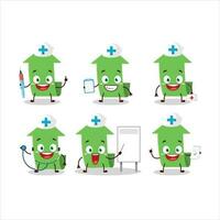 médico profesión emoticon con flecha arriba dibujos animados personaje vector