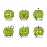 Cartoon character of green apple with sleepy expression vector