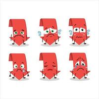 Arrow down cartoon character with sad expression vector