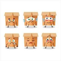 Office boxes cartoon character with sad expression vector