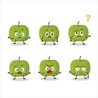 dibujos animados personaje de verde manzana con qué expresión vector