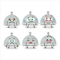 Silver cloche cartoon character with sad expression vector