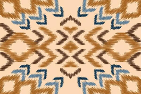 Ethnic Ikat fabric pattern geometric style.African Ikat embroidery Ethnic oriental pattern brown cream background. Abstract,vector,illustration.For texture,clothing,scraf,decoration,carpet,silk.