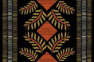 Ethnic Ikat fabric pattern geometric style.African Ikat embroidery Ethnic oriental pattern black background. Abstract,vector,illustration.For texture,clothing,scraf,decoration,carpet,silk. vector