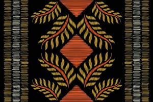 Ethnic Ikat fabric pattern geometric style.African Ikat embroidery Ethnic oriental pattern black background. Abstract,vector,illustration.For texture,clothing,scraf,decoration,carpet,silk. vector