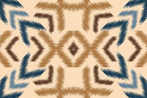 Ethnic Ikat fabric pattern geometric style.African Ikat embroidery Ethnic oriental pattern brown cream background. Abstract,vector,illustration.For texture,clothing,scraf,decoration,carpet,silk. vector