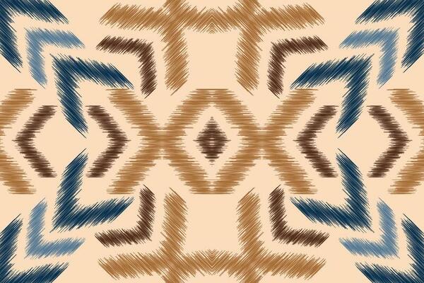 Ethnic Ikat fabric pattern geometric style.African Ikat embroidery Ethnic oriental pattern brown cream background. Abstract,vector,illustration.For texture,clothing,scraf,decoration,carpet,silk.