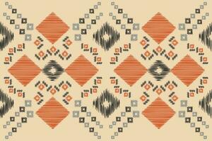 Ethnic Ikat fabric pattern geometric style.African Ikat embroidery Ethnic oriental pattern brown cream background. Abstract,vector,illustration.For texture,clothing,scraf,decoration,carpet,silk. vector