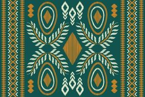 Ethnic Ikat fabric pattern geometric style.African Ikat embroidery Ethnic oriental pattern green background. Abstract,vector,illustration.For texture,clothing,scraf,decoration,carpet,silk. vector