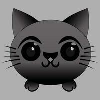 Gray cat emoji cartoon. cute cat icon vector. vector