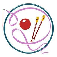 Set of Equipment for Rhythmic Gymnastics. All objects are separate. vector