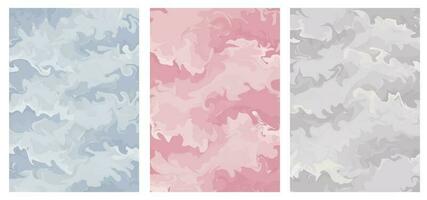 Set watercolor abstract background with marble liquid effect vector