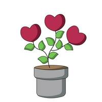 Flower Heart with leaf in flowerpot in color vector