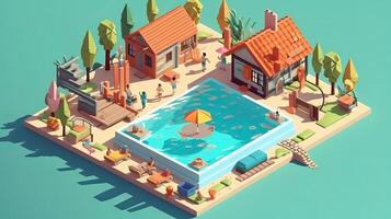 Summer the hottest season summer Illustration Isometric photo