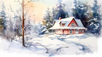 New Year's Day, watercolor, white background scene photo