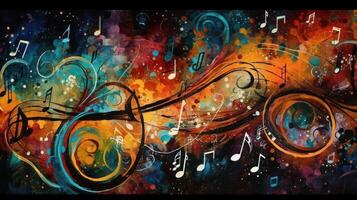 Enchanting Abstract Musical Notes in Colorful Harmony photo