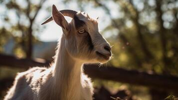 Goat at the farm on a sunny day photo