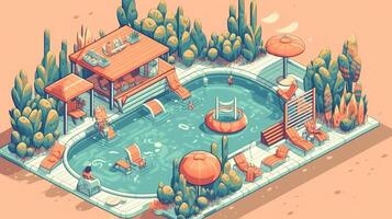 Summer the hottest season summer Illustration Isometric photo