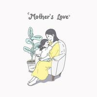happy mother day poster with a plant on it vector