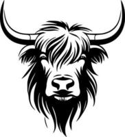 Highland Cow - Black and White Isolated Icon - Vector illustration