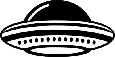 Flying Saucer, Black and White Vector illustration