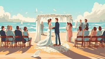 Boda ceremonia con recién casado Pareja generativo ai foto