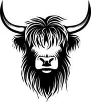 Highland Cow - Black and White Isolated Icon - Vector illustration