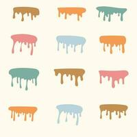 colorful melting drips paint collection. melt drips paint abstract liquid vector elements. border and drips ink set