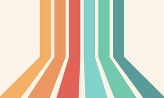 Retro groovy background. Geometric hippie rainbows line. Vintage retro style wallpaper with lines, rainbow wavy stripes. abstract stylish 70s era line frame illustration vector